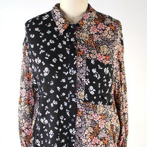 Zara Contrast Long Sleeve Blouse